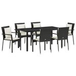 vidaXL Ensemble de salle à manger pour jardin 7 Pièces Noir Poly rotin