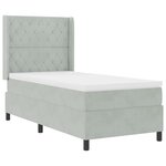 vidaXL Lit à Ressorts avec Matelas LED Gris clair 100 x 200 cm Velours