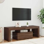 vidaXL Meuble TV avec lumières LED chêne marron 120x35x40 cm