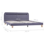 vidaXL Cadre de lit avec LED sans matelas gris clair tissu 160x200 cm