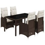 vidaXL Ensemble de bistro de jardin 5 Pièces coussins marron poly rotin