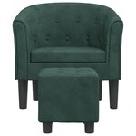 vidaXL Fauteuil avec repose-pied vert foncé velours