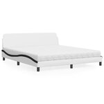 vidaXL Lit avec matelas blanc et noir 180x200 cm similicuir