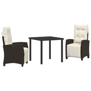 vidaXL Ensemble de salle à manger pour jardin 3 Pièces Marron polyrotin