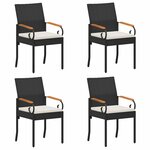 vidaXL Chaises de jardin avec coussin 4 Pièces Noir et blanc crème