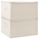 vidaXL Boîtes de rangement 2 Pièces Tissu 43x34x23 cm Crème