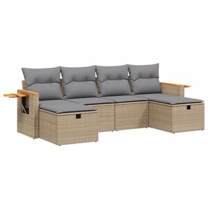vidaXL Salon de jardin avec coussins 6Pièces mélange beige résine tressée