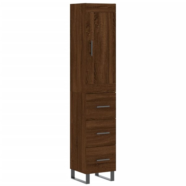 vidaXL Buffet haut Chêne marron 34 5x34x180 cm Bois d'ingénierie