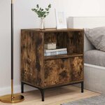 vidaXL Tables de chevet avec tiroir 2 Pièces Chêne fumé 49 x 36 x 61 cm