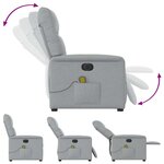 vidaXL Fauteuil de massage inclinable électrique gris clair tissu