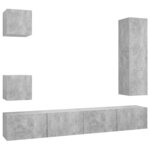 vidaXL Ensemble de meuble TV 5 Pièces Gris béton Bois d'ingénierie