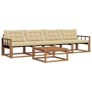 vidaXL Ensemble de canapés d'extérieur 5 Pièces Naturel et Beige