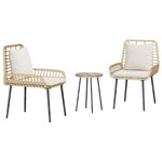 vidaXL Ensemble de salle à manger pour jardin 3 Pièces Marron Noir Crème