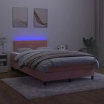 vidaXL Sommier à lattes de lit et matelas LED rose 120x190 cm velours