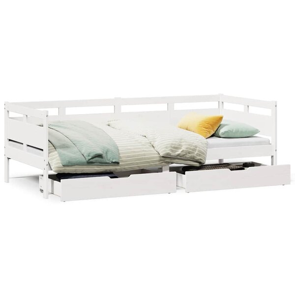 vidaXL Lit de jour et tiroirs sans matelas blanc 90x190 cm bois massif
