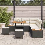 vidaXL Ensemble de canapé de jardin avec coussin 8 Pièces Noir et Crème