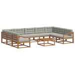 vidaXL Ensemble de canapés d'extérieur 10 Pièces Gris Naturel et Clair