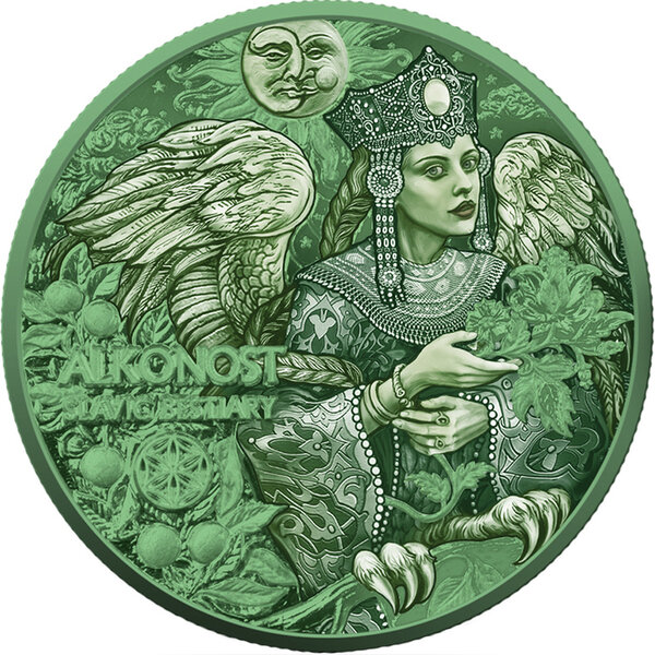Monnaie ALKONOST SPACE GREEN Slavic Bestiary 2 Oz Argent 1000 Francs Cameroon 2026