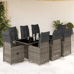 vidaXL Ensemble de bistro de jardin 9 Pièces coussins gris poly rotin