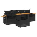 vidaXL Salon de jardin 5 Pièces avec coussins noir résine tressée acacia