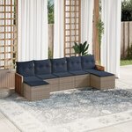 vidaXL Salon de jardin 7 Pièces avec coussins gris résine tressée