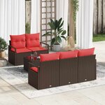 vidaXL Ensemble de Canapés 6 Pièces Marron et rouge polyrotin
