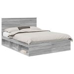 vidaXL Cadre de lit Gris Sonoma 150 x 200 cm Bois de pin massif