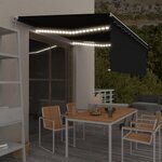 vidaXL Auvent manuel rétractable avec store et LED 4 5x3 m Anthracite