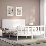 vidaXL Cadre de lit sans matelas blanc bois de pin massif