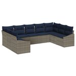 vidaXL Ensemble de canapé de jardin 9 Pièces Gris et bleu marine