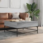 vidaXL Table basse sonoma gris 95x95x45 cm bois d'ingénierie et métal