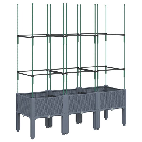 vidaXL Jardinière avec treillis gris 120x40x142 5 cm PP