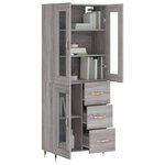 vidaXL Buffet haut Sonoma gris 69 5x34x180 cm Bois d'ingénierie