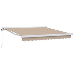 vidaXL Auvent Rétractable Beige 350 x 250 cm Tissu Métal