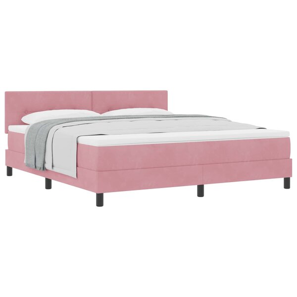 vidaXL Lit à ressorts avec matelas Rose 180 x 200 cm Velours