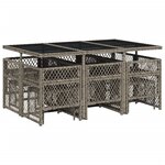 vidaXL Ensemble à manger de jardin 11Pièces avec coussins gris poly rotin