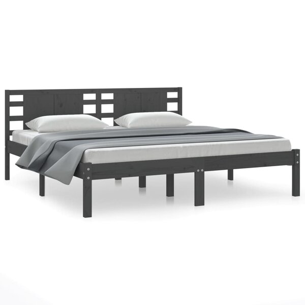 vidaXL Cadre de lit sans matelas gris 200x200 cm bois massif de pin