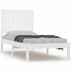 vidaXL Cadre de lit Blanc Bois massif 75x190 cm Petit simple