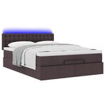 vidaXL Lit ottoman avec matelas et LED marron foncé 140x190 cm tissu