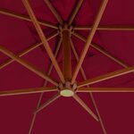 vidaXL Parasol de jardin en porte-à-faux et mât en bois rouge bordeaux