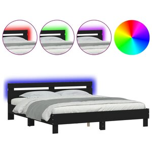 vidaXL Cadre de lit avec LED sans matelas noir 180x200 cm