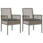 vidaXL Chaise de jardin 2 Pièces Gris 53 x 60 x 85cm polyrotin