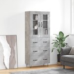 vidaXL Buffet haut Gris béton 69 5x34x180 cm Bois d'ingénierie