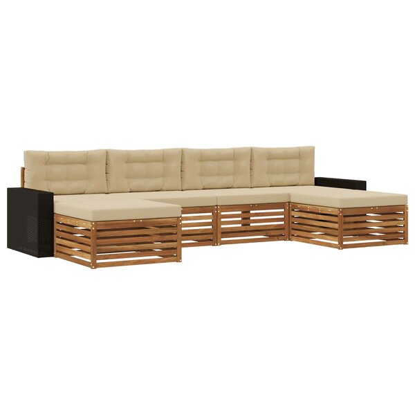 vidaXL Ensembles de canapés avec coussin 6 Pièces Bois d'Acacia Massif