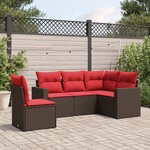 vidaXL Salon de jardin avec coussins 5 Pièces marron résine tressée