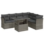 vidaXL Salon de jardin avec coussins 7 Pièces gris résine tressée