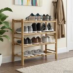 vidaXL Rack à chaussures avec étagère Naturel 68 x 28 x 63 cm Bambou