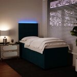 vidaXL Sommier à lattes de lit avec matelas bleu 80x200 cm velours