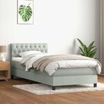 vidaXL Sommier à lattes de lit et matelas gris clair 90x210 cm velours
