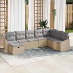 vidaXL Ensemble de canapé de jardin 8 Pièces Beige Poly rotin